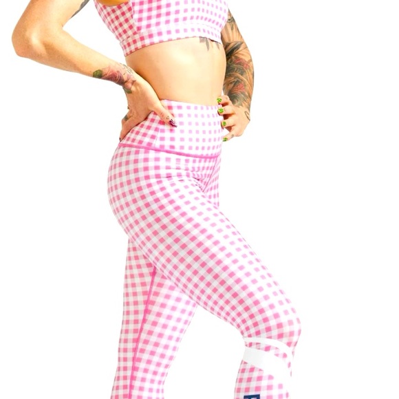 Peloton Pink Gingham Leggings- XL - Picture 2 of 4
